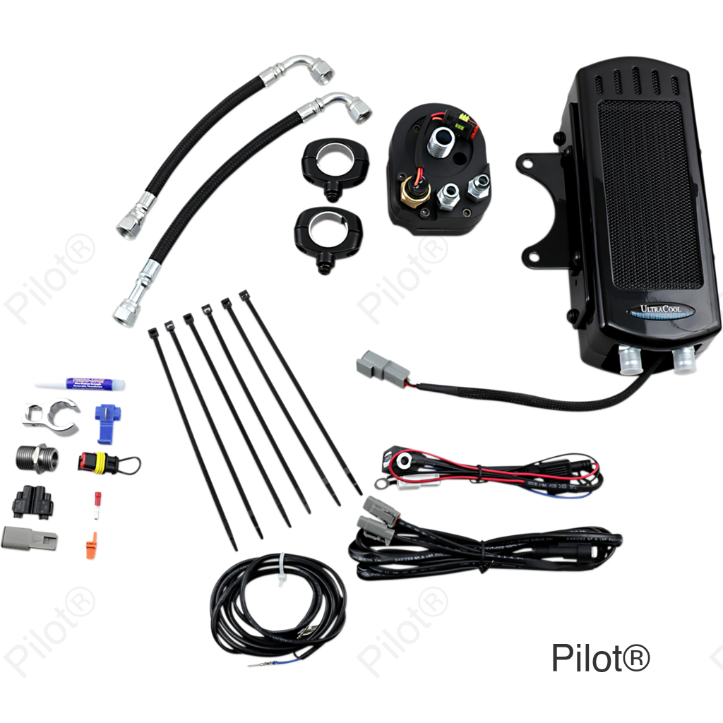 Oil Cooler Kit - Side Mount - Gloss Black - Softail