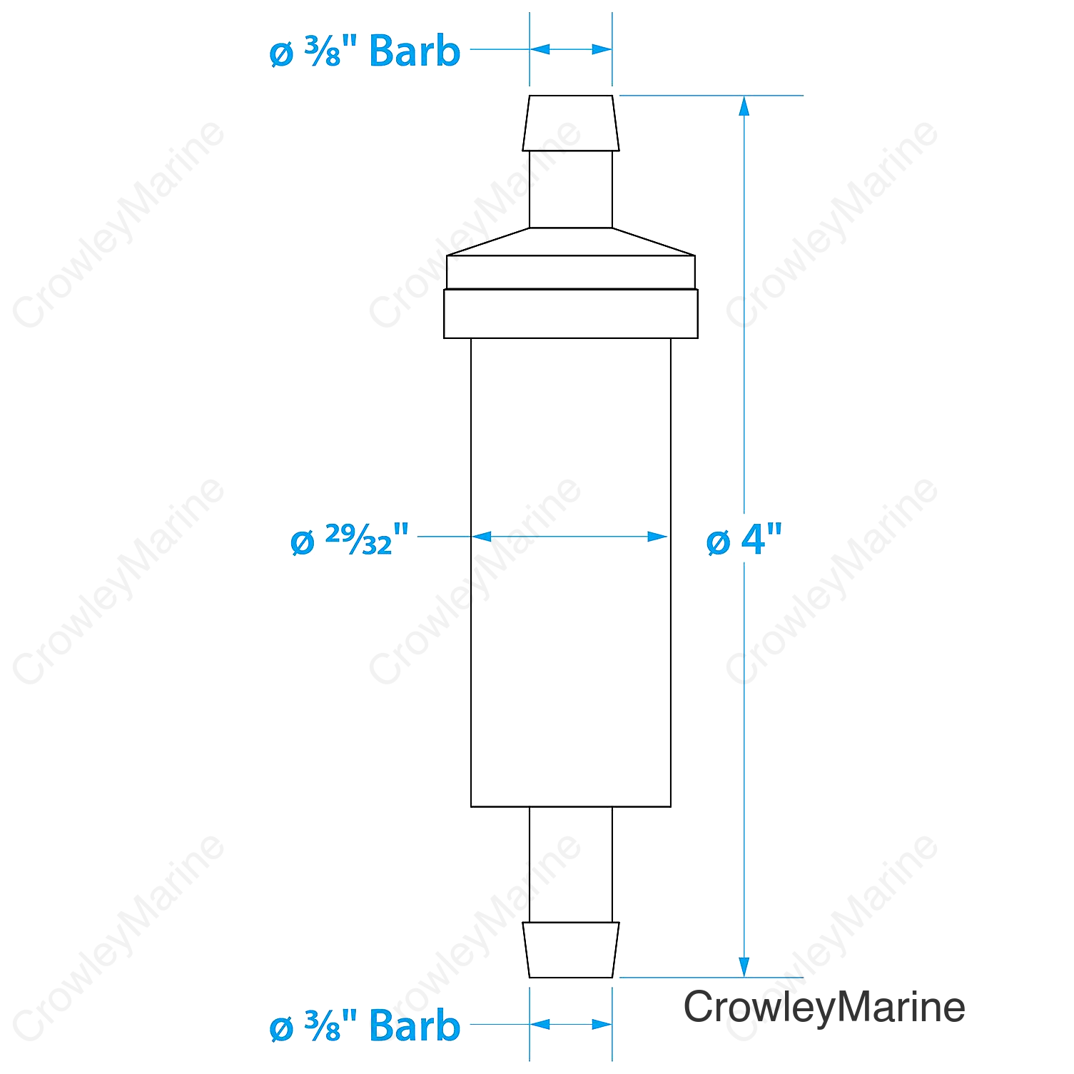 Seachoice in-Line Fuel Filter, 3/8 in., Plastic, Outboard, 20 Micron