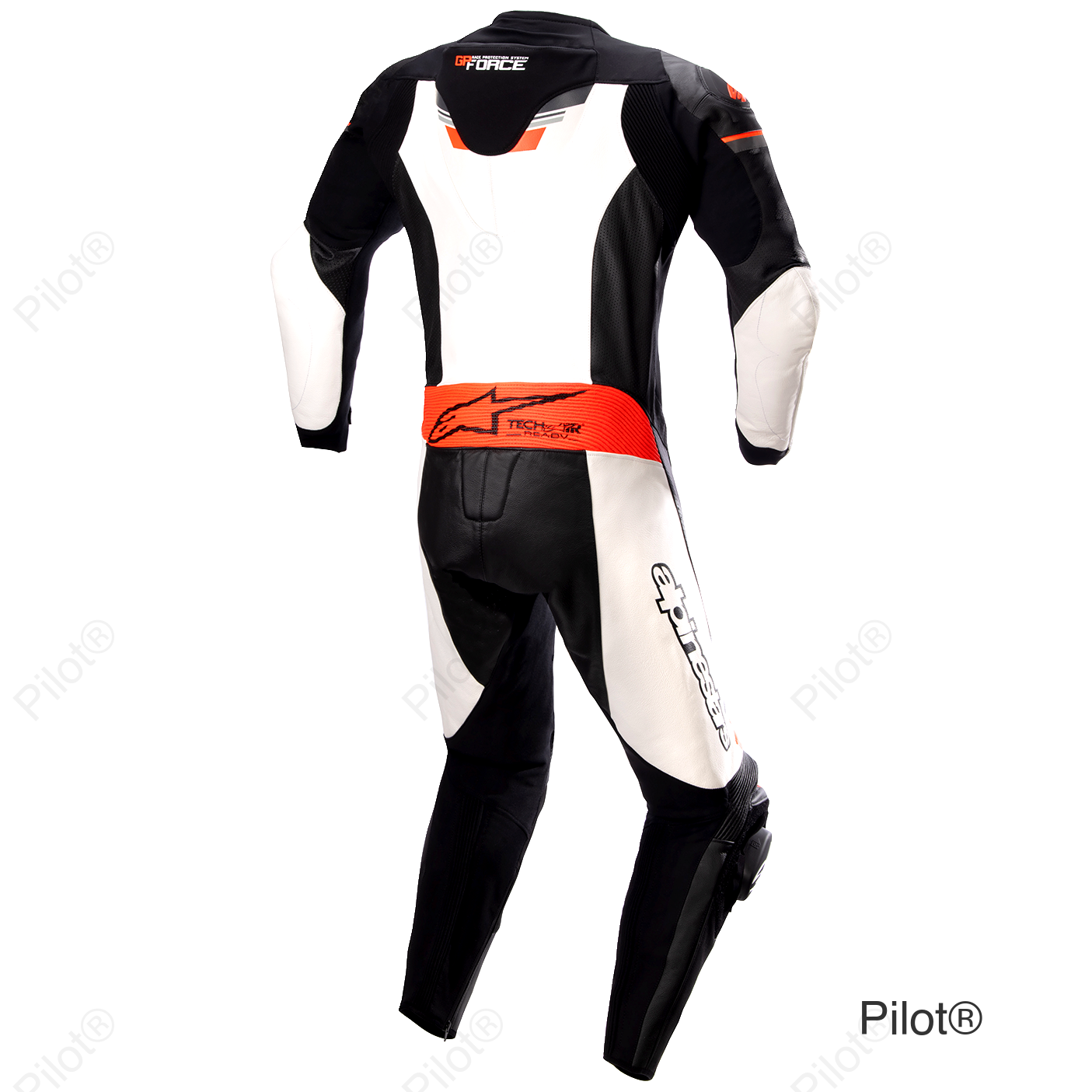GP Force Chaser 1-Piece Suit - Black/White/Red Fluo - US 46 / EU 56
