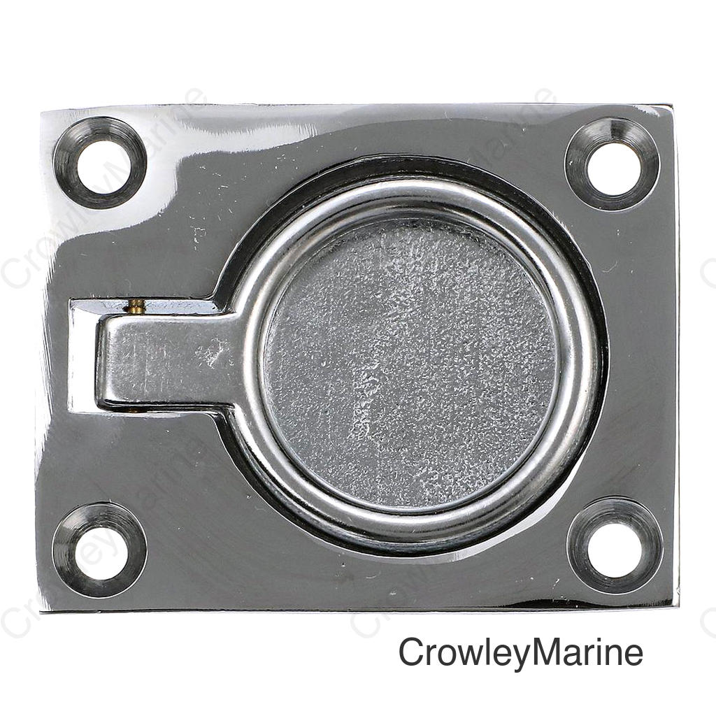 Seachoice Chrome-Plated Cast Brass Square Flush Hatch Ring Pull, 1-7/8 In. X 2-1/2 In.