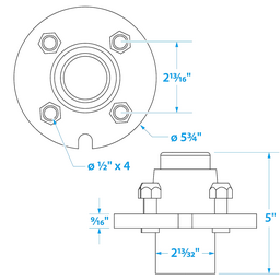 Seachoice Trailer Wheel Hub, 1 In. Axle, 4 Lug, Galvanized, Pregreased thumbnail-1