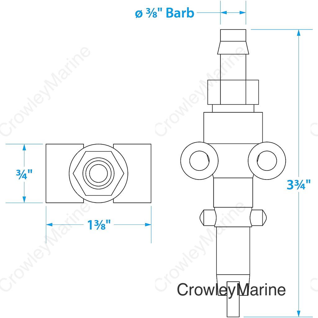Seachoice Deluxe Fuel Connector for Mercury, Male, 3/8 in. Barb