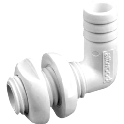 Attwood Thru Hull Connector For Hose, White, 90 Degree - 3/4" thumbnail-1