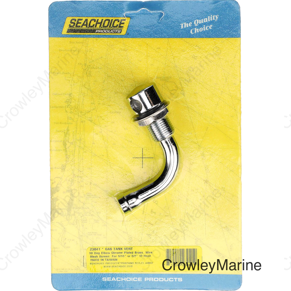 Seachoice Thru Hall Fuel Tank Vent, Chrome-Plated Brass, 5/8 in., 90 Degree