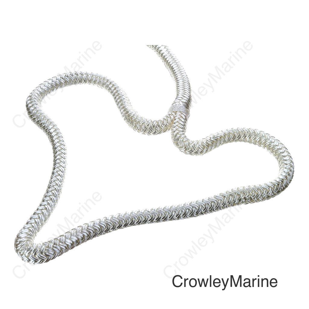 Seachoice Double-Braid Nylon Dock Line w/ Eye Splice, Pre-Shrunk, Heat Stabilized, 1/2 In. X 15 Ft., White