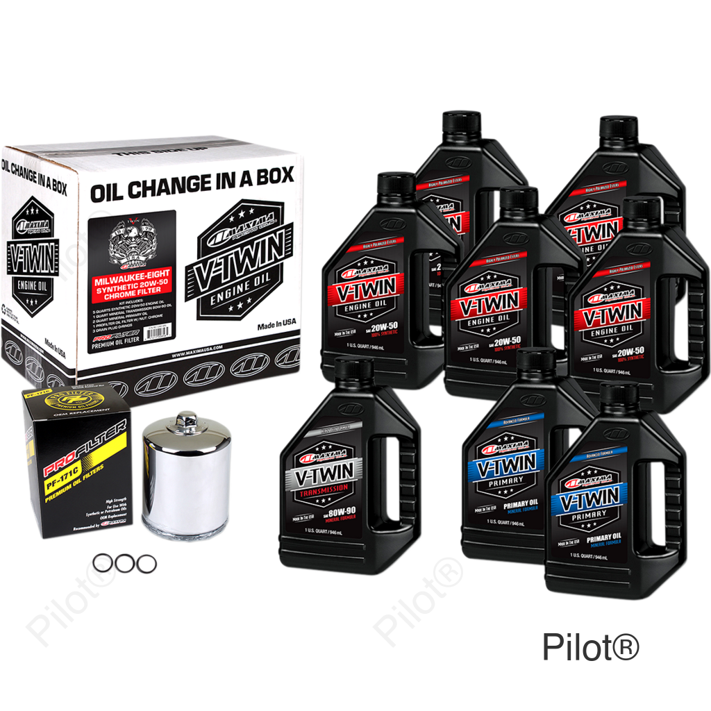 M8 Synthetic 20W-50 Oil Change Kit - Chrome Filter