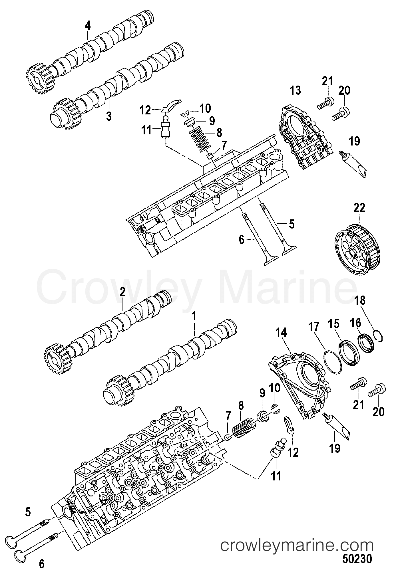 2013 Inboard Engine 4.2L TDI - 3D420028D - ENGINE COMPONENTS, CAMSHAFT AND VALVES