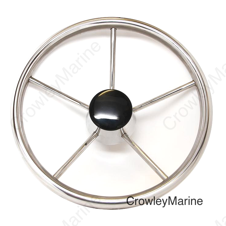 SeaDog 230115 15" 6-Spoke Stainless Steering Wheel w/Plastic Center Cap, 10° Dish