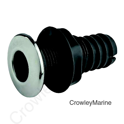 Sea-Dog 520822 Thru Hull with Stainless Cap, A: 1-7/8", B: 7/8", C: 1-3/4”, D: 3-3/8”, E: 1-3/16”, F:1"  , Stainless