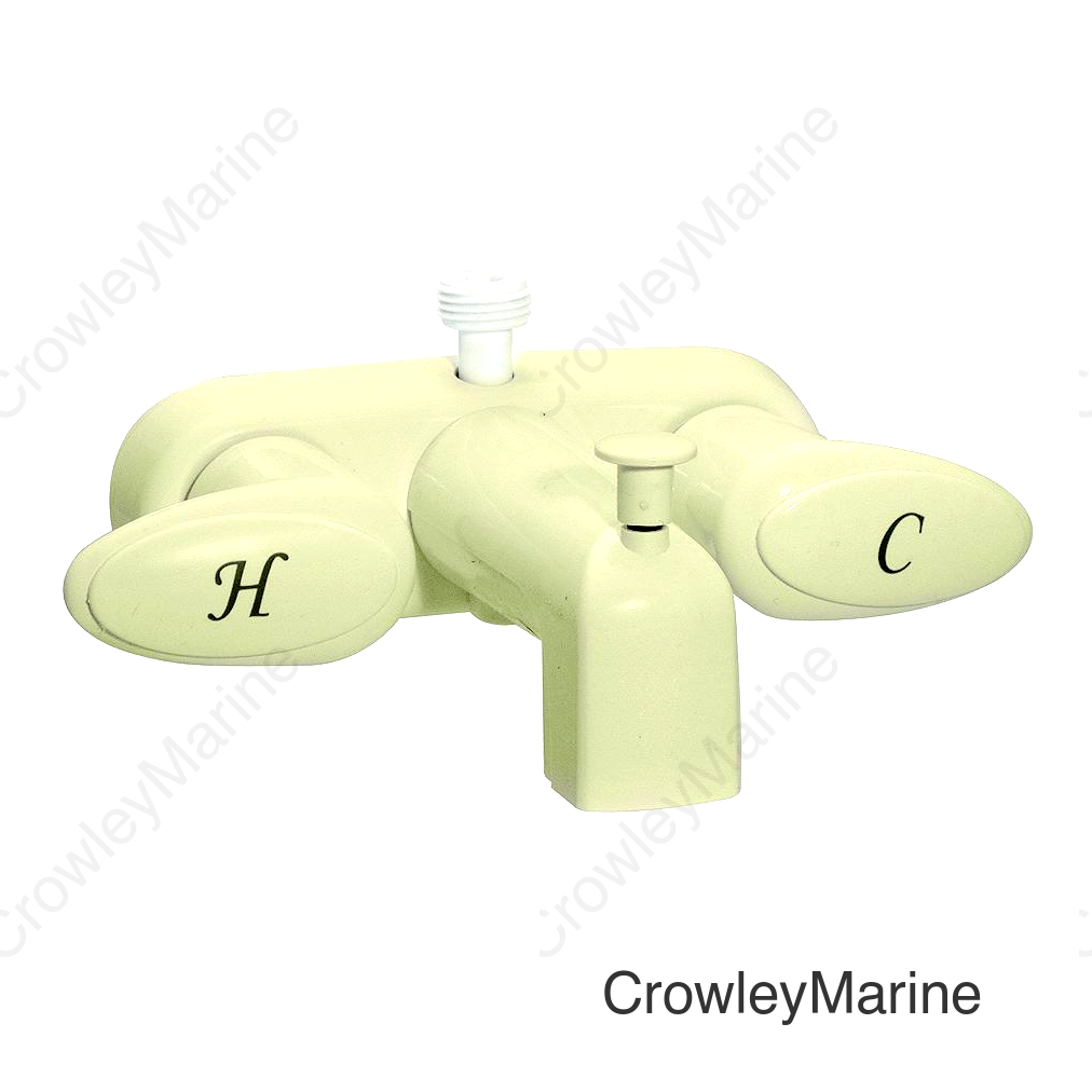 Valterra PF223161 Catalina Two Handle RV Tub Diverter Faucet, Biscuit w/Biscuit Handles