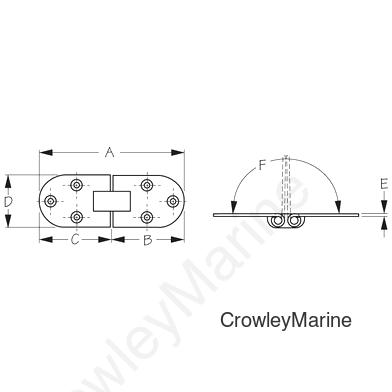 Stainless Steel FLUSH 2-PIN Hinge (201550-1)