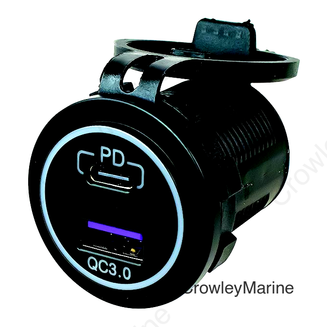 SeaDog 4265101 Power Socket w/o Light -USB 3.0 & USB-C