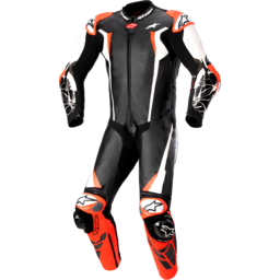 Racing Absolute v2 1-Piece Leather Suit - Black/White/Red - US 44 / EU 54