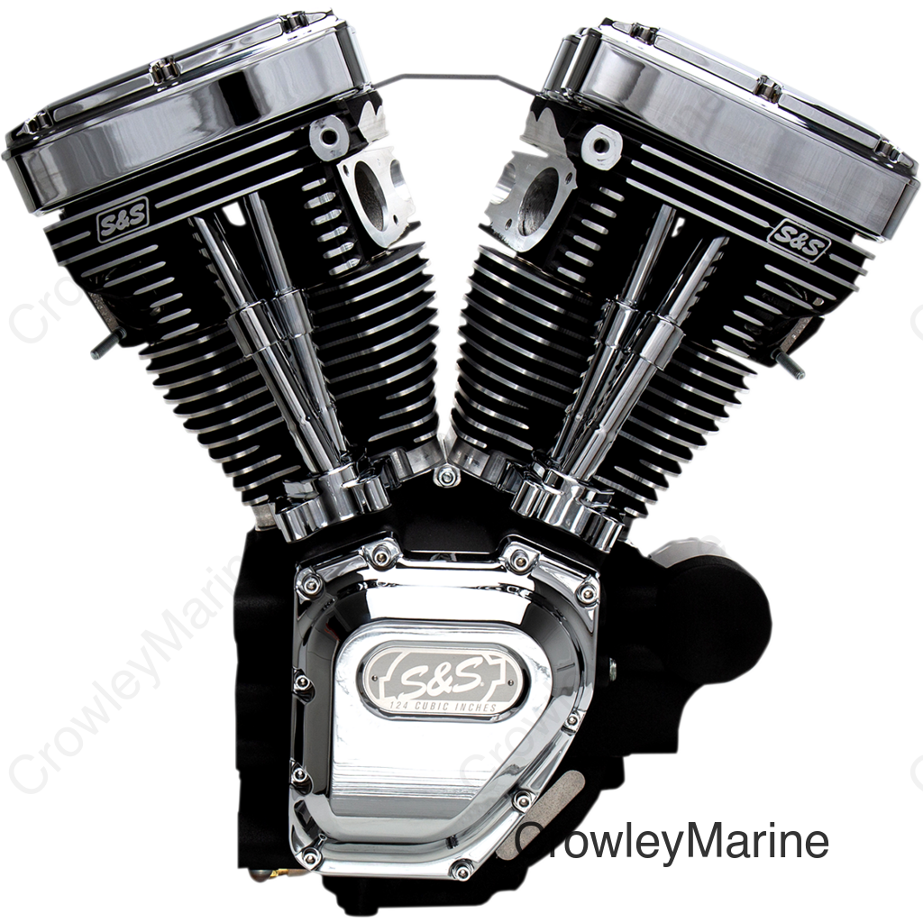 T124 Long Block Engine - Wrinkle Black and Chrome - Touring
