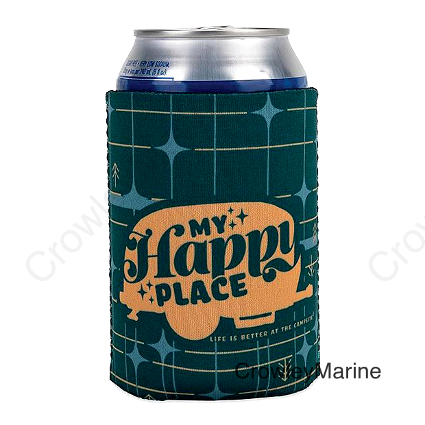 Camco 53480 Life Is Better At The Campsite Can Holder, Green Grid, Happy Place