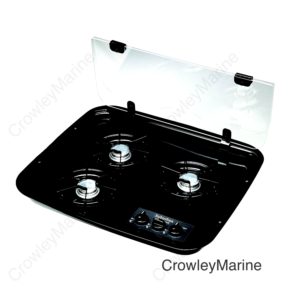 Suburban 2990A Flush Mount Glass Cover, 3-Burner Drop-In, Clear