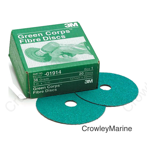 3M 36508 5" x 7/8" 60 Grit Green Discs