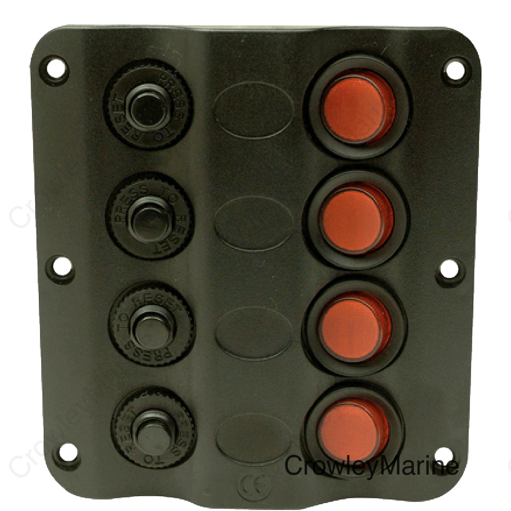 Seachoice LED 12V 4-Switch Distibution Panel, Pre-Wired, Boat Panel Mount