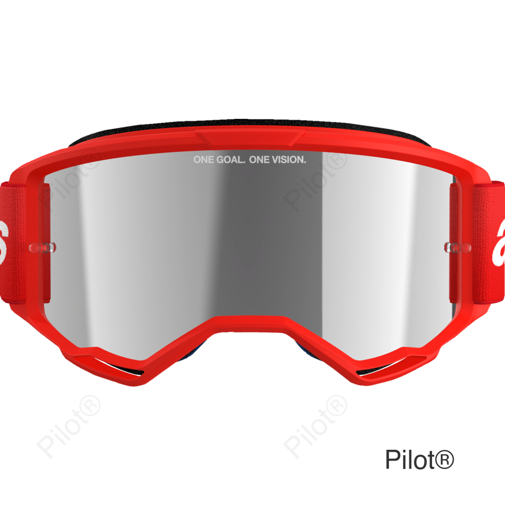 Vision 3 Goggle - Wordmark - Red - Silver Mirror