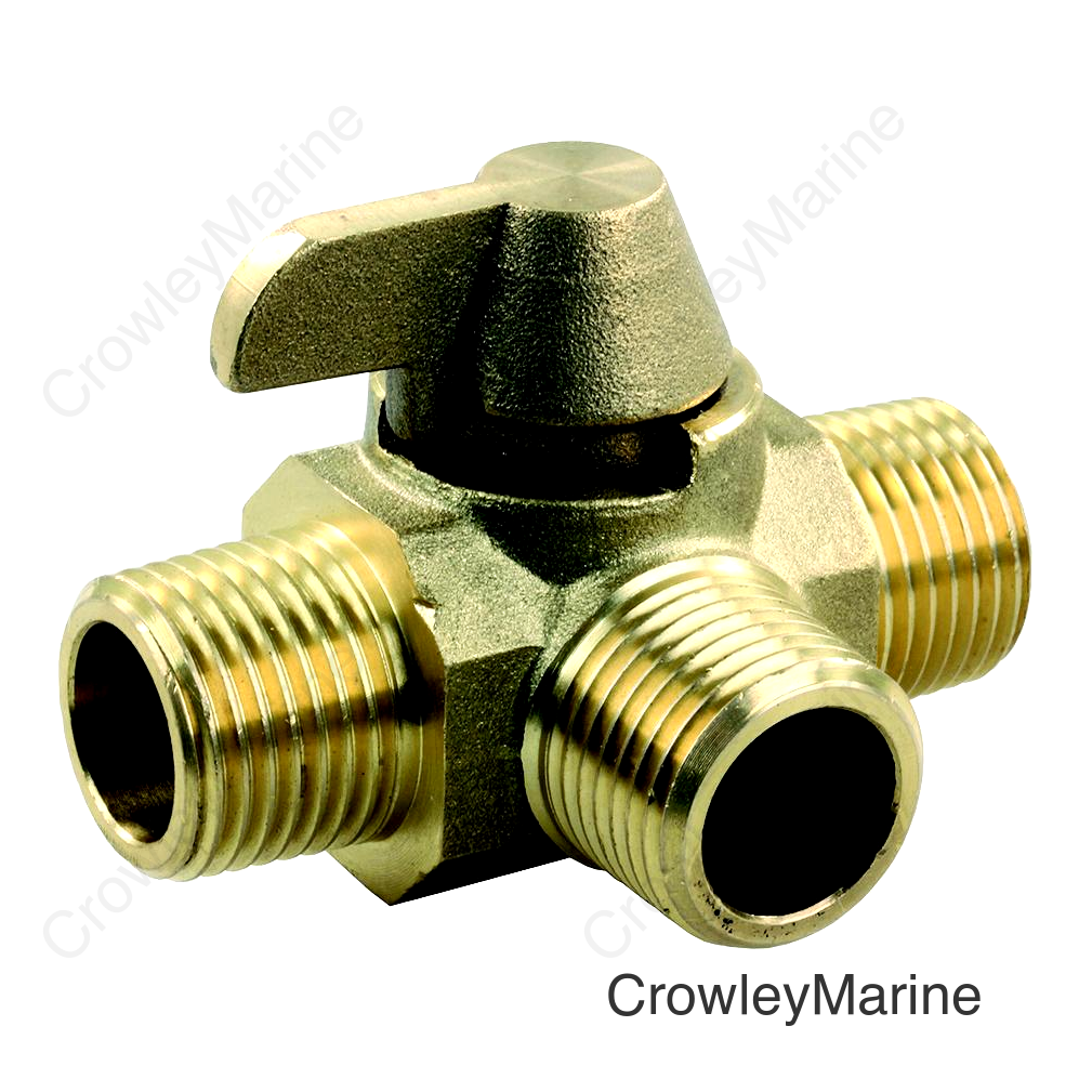 JR Products 62255 3 Way Brass 1/2" MPT x 1/2" MPT x 1/2" MPT RV Water Diverter Valve