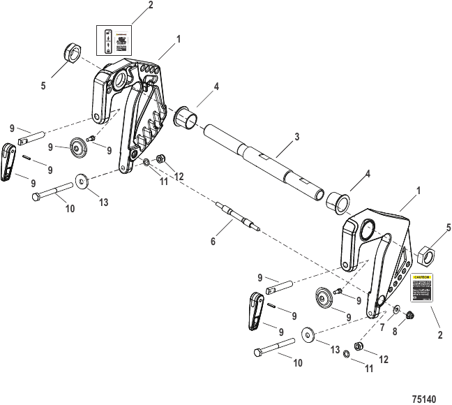 Serial Range Outboard 7.5e (Electric)(.75 kW) - 1Q000130 & Up - Clamp Brackets Remote Control Models