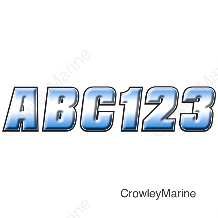 Hardline Snowmobile Lettering Registration Kit 2 in. - 500 Chrome/Black