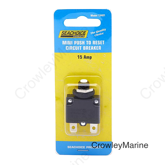 Seachoice Mini Push to Reset Circuit Breaker, 15 AMP