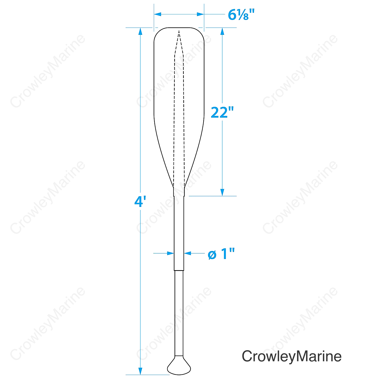 Seachoice 4 Ft. Synthetic Paddle w/ Aluminum Shaft, 1 In. Diameter Shaft, Palm Grip, 22 In. X 6-1/8 In. Blade, Black