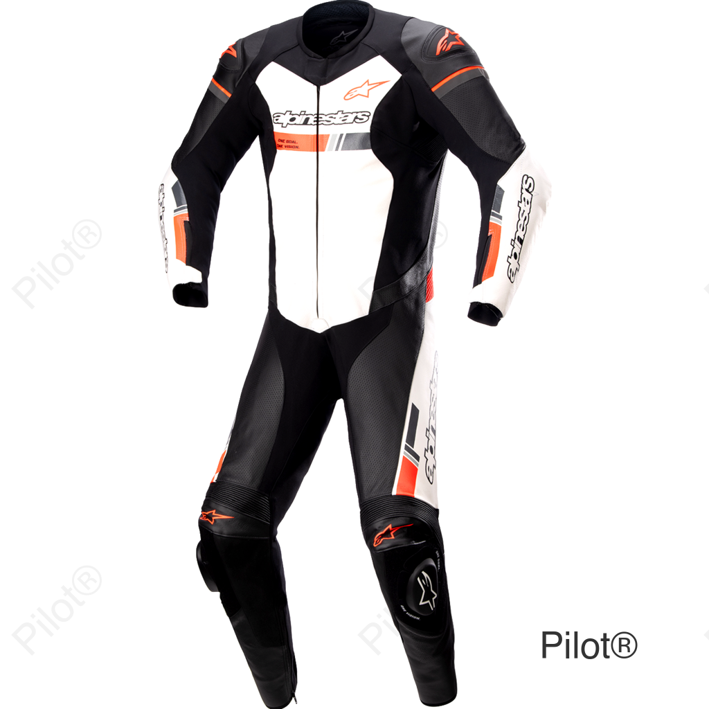 GP Force Chaser 1-Piece Suit - Black/White/Red Fluo - US 40 / EU 50