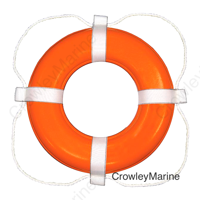 Taylor Vinyl Coated Foam Life Ring, 24" Orange w/White Rope, 6/case