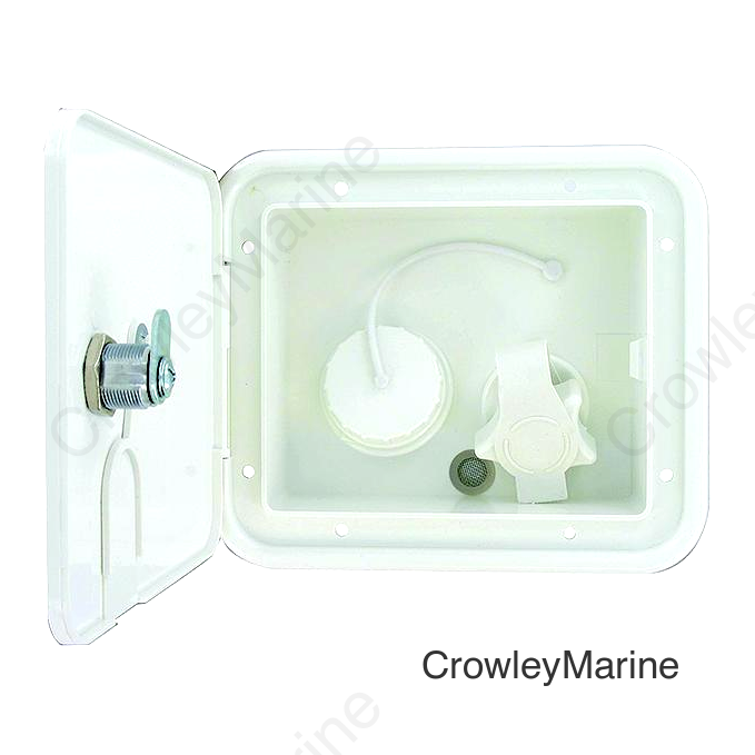 Valterra Gravity Plastic City 1/2" Air Vent RV Water Inlet & Lockable Hatch & Includes Hardware & Installation Tape, White