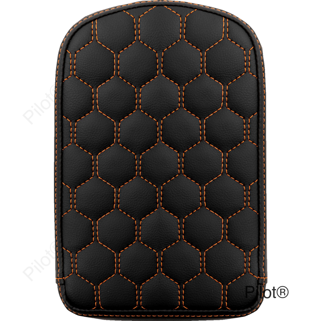 RoadSofa™ Sissy Bar Pad - Honeycomb - Orange Stitching