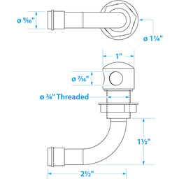 Seachoice Thru Hall Fuel Tank Vent, Chrome-Plated Brass, 5/8 in., 90 Degree thumbnail-2
