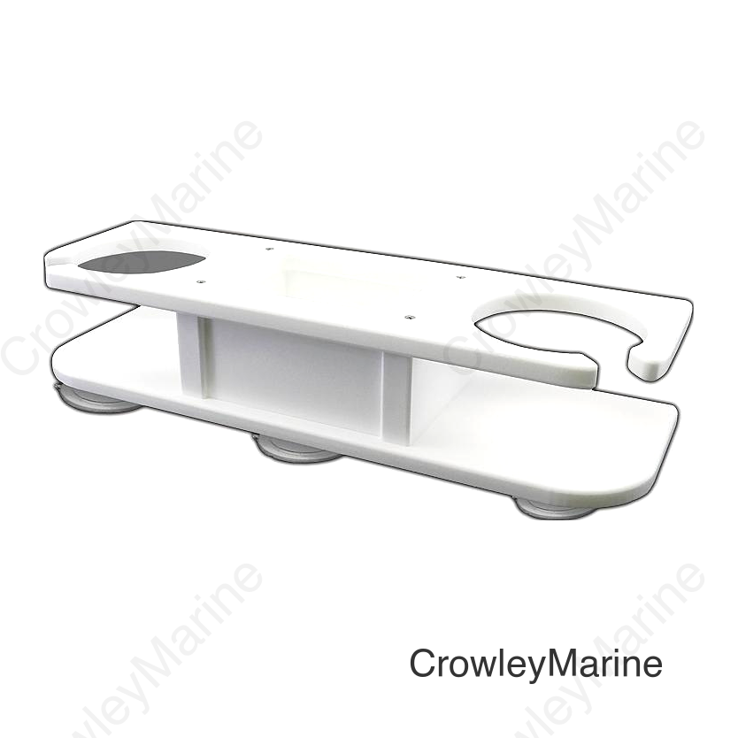 Taco P012000W 2 Drink Holder, White Poly w/"Catch All" & Suction Cup Mt.