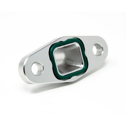 Torque Solution Billet Offset Oil Drain Flange w/ Integrated -10AN Flange: T3/T4 & PTE/Borg Turbo thumbnail-3