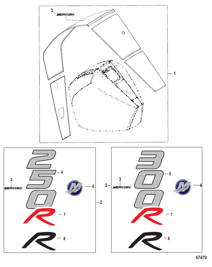 Serial Range Outboard 250R Racing (4-STROKE)(4.6L)(V8) - 1E080500 & Up - Accent Panel