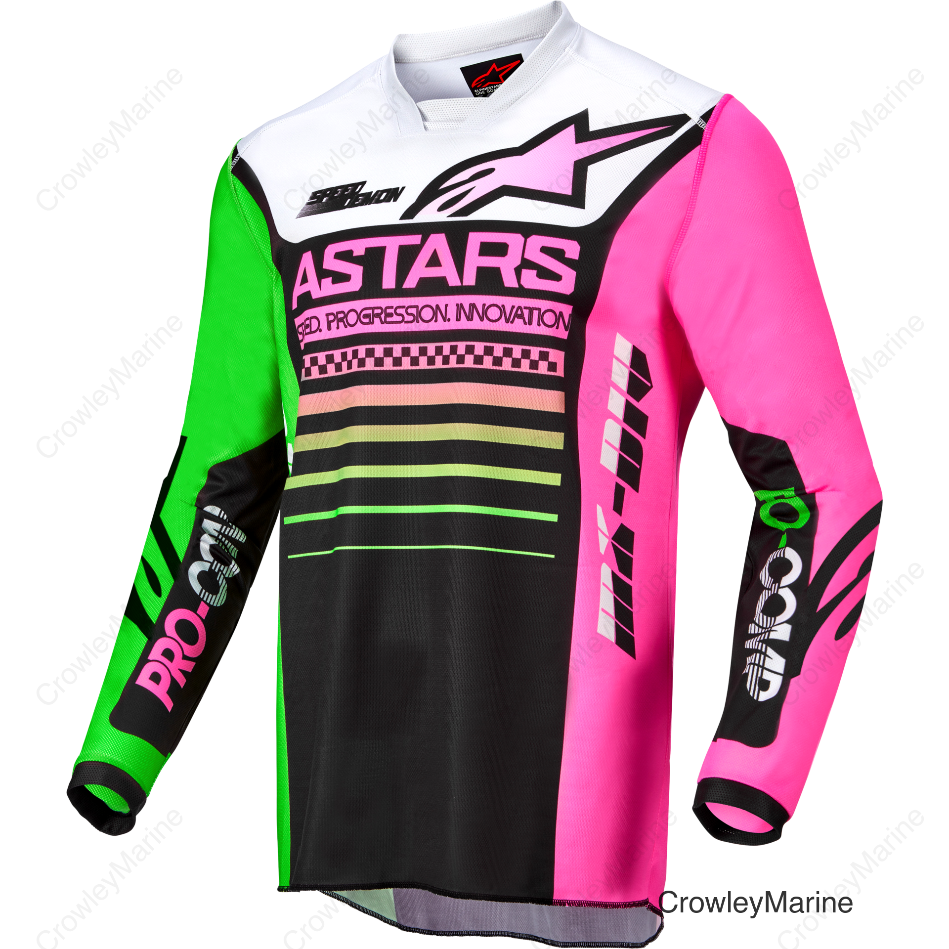 RACER COMPASS JERSEY BLK/GRN NEON/PINK FLUO MD