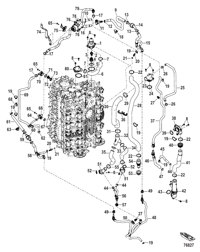 Serial Range Outboard 400R Racing (4-STROKE)(5.7L)(V10) - 3B272954 & Up - Cooling System