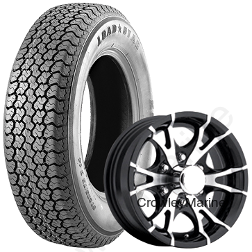 ST205/75R14"; 5-Hole Black Machined, Load Range C