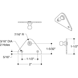 Attwood Flat Gas Spring Mounting Bracket Ball Pem Forward 2 Holes Stainless Steel thumbnail-1