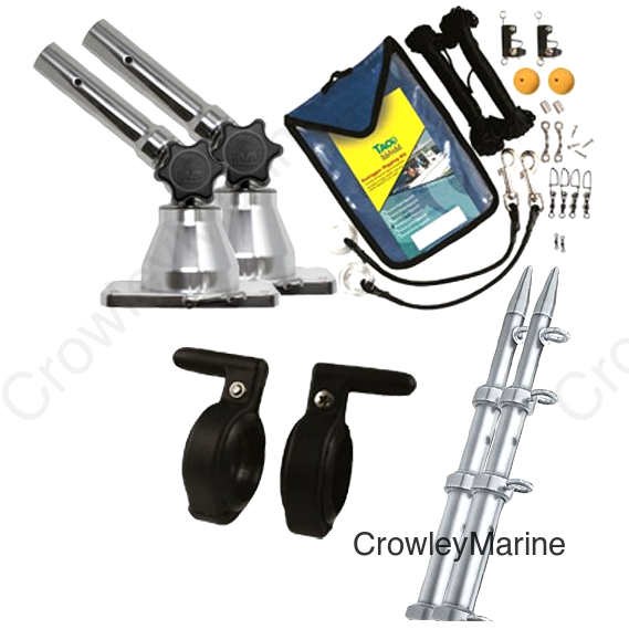 Taco GS170SILSILKIT Grand Slam 170 Outrigger Kit, Silver/Silver
