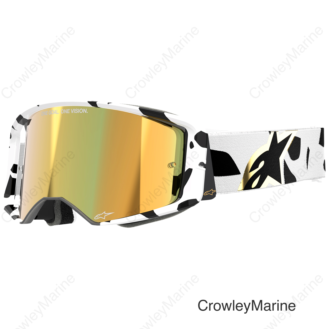 Supertech Goggle - Corp - White/Gold - ABS Vision - Gold Mirror