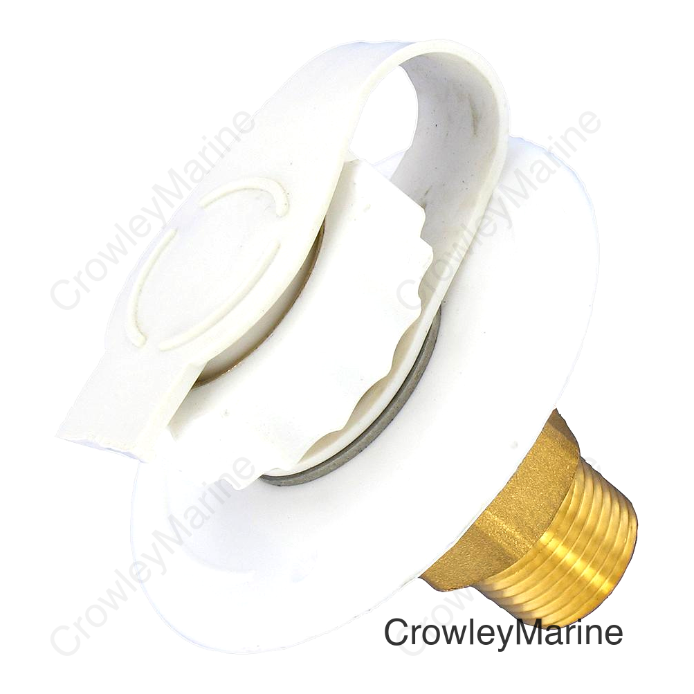 Valterra Flush Mount Water Inlet, White Brass