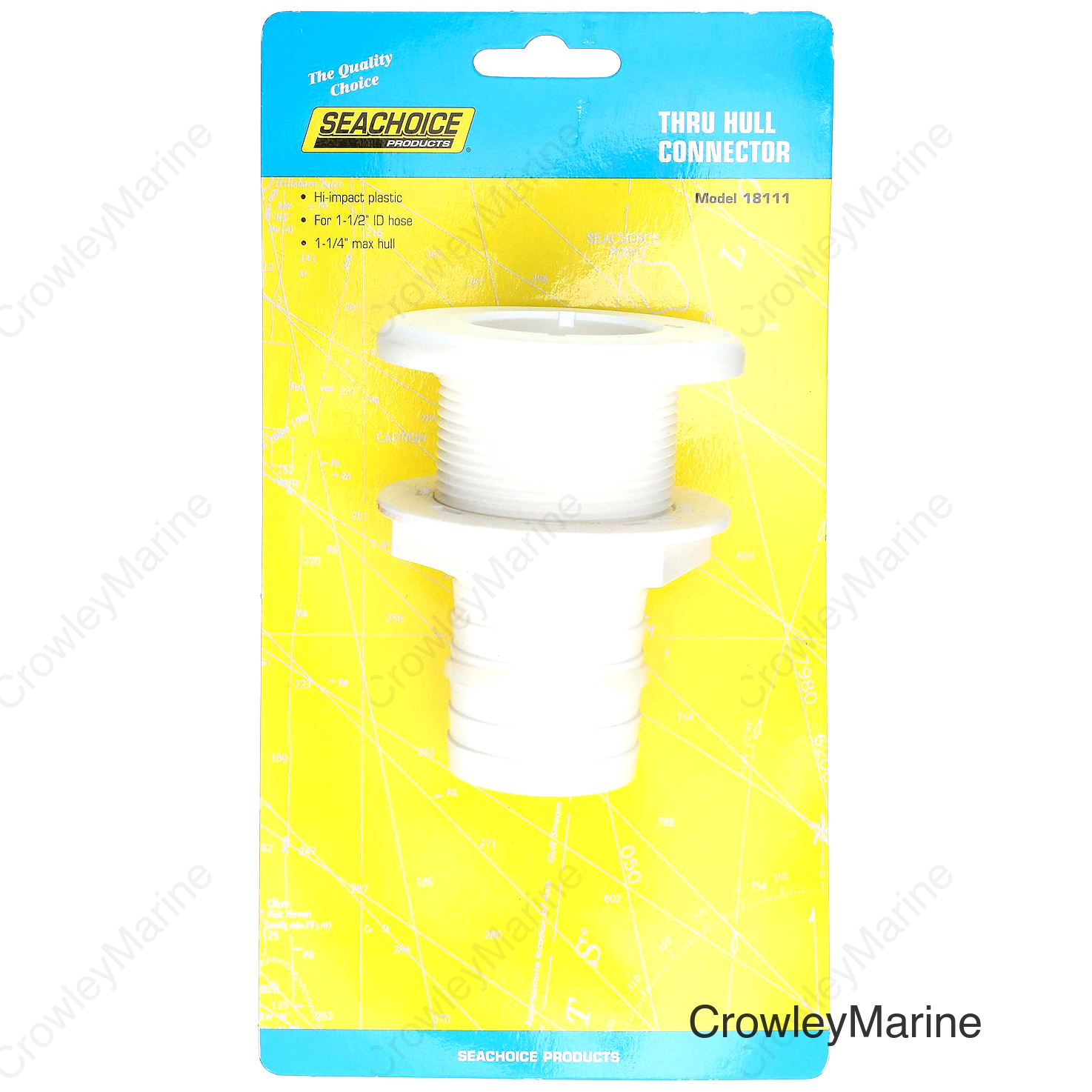 Seachoice Thru-Hull Connector w/ Broad Flange, White Finish, 1.5 In.
