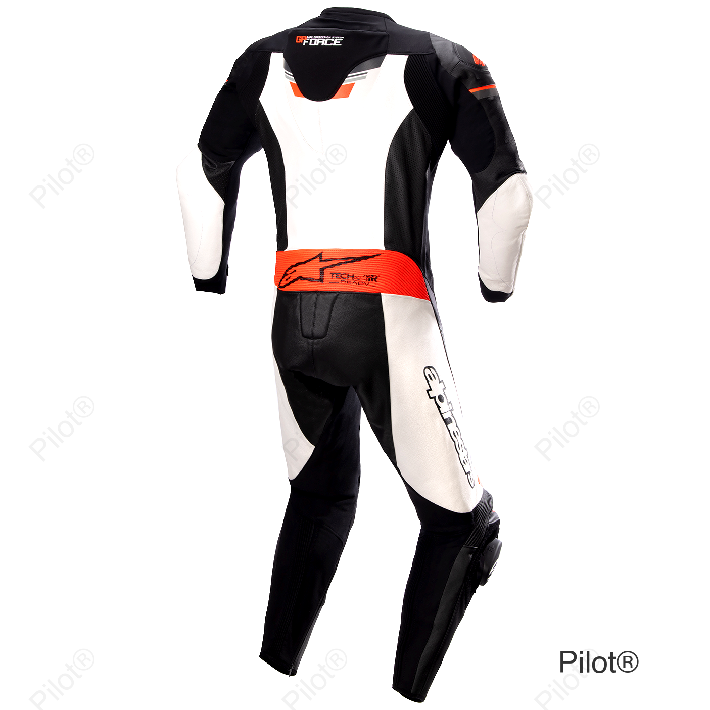 GP Force Chaser 1-Piece Suit - Black/White/Red Fluo - US 48 / EU 58