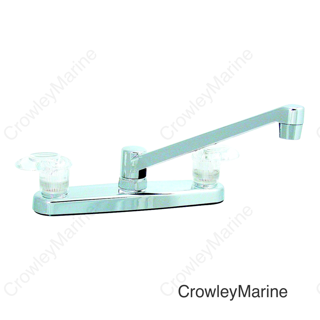 Valterra Catalina PF221301 Chrome Finish Two Handle 8" RV Kitchen Faucet with Clear Acrylic Knobs