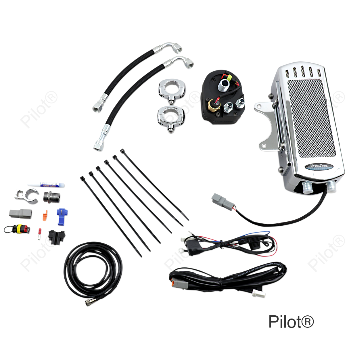 Oil Cooler Kit - Side Mount - Chrome - Softail