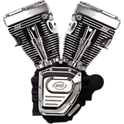 T124 Long Block Engine - Wrinkle Black and Chrome - Touring