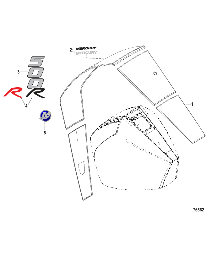 Serial Range Outboard 500R Racing (4-STROKE)(4.6L)(V8) - 1E099432 & Up - Accent Panel