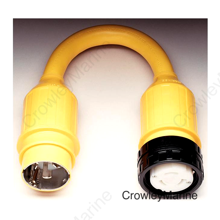 Marinco Standard Pigtail Adapter Dock Side Male 50A 125/250V Locking to Boat Side Female 50A 125V Locking With Sealing Collar System